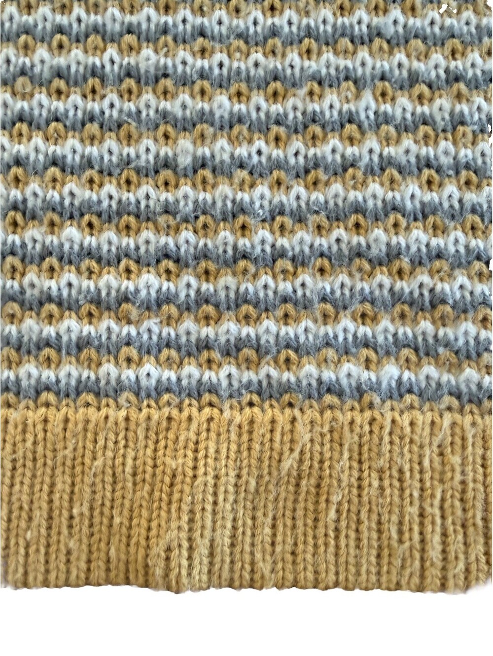 IKEA Knit Throw Blanket Yellow Gray White 44x67”